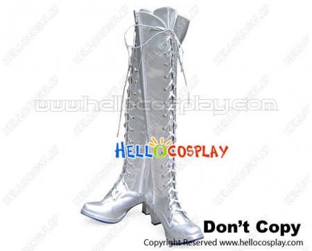 Silver Zipper And Lace Chunky Punk Lolita Overknee Boots