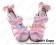 Matt Pink Ruffle Bows Straps Chunky Princess Lolita Shoes