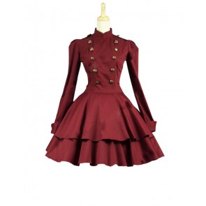 Victorian Lolita Steampunk Military Coat Gothic Lolita Dress Burgundy