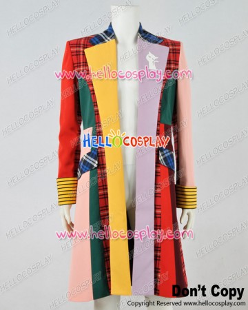 Doctor Cosplay Series 6th Sixth Dr Colorful Lattice Stripe Coat Costume