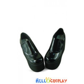 Mirror Black Round Platform Punk Lolita Shoes