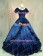 Victorian Southern Belle Ball Gown Reenactment Halloween Blue Lolita Dress Costume