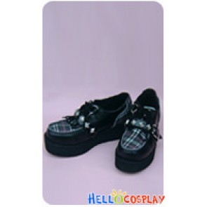 White Black Gingham Lace Buckles Platform Punk Lolita Shoes