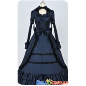 Renaissance Gothic Cotton Black Dark Blue Ball Gown Lolita Dress