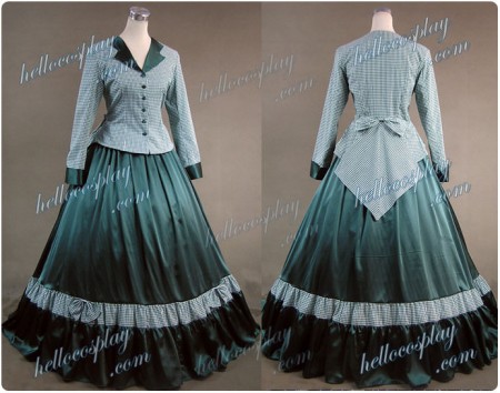 Civil War Victorian Tartan Ball Gown Dress Prom