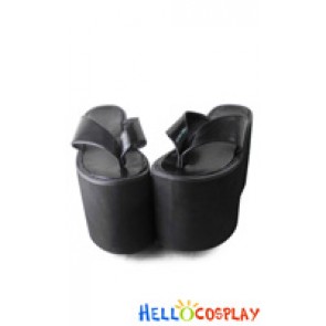 Punk Lolita Shoes Daily Black High Platform Flip-Flops