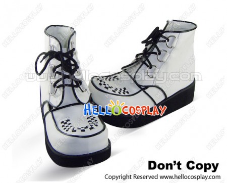 White Lace Shoelace Platform Punk Lolita Ankle Boots