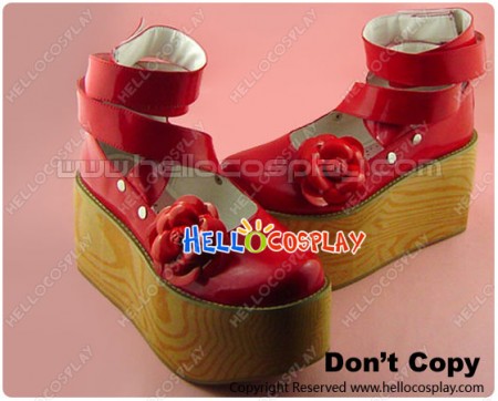 Mirror Red Thick Crossing Straps Platform Sweet Lolita Shoes