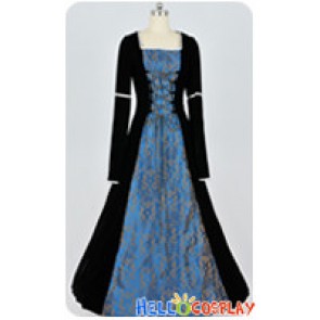 Renaissance Gothic Velvet Blue Black Ball Gown Lolita Dress