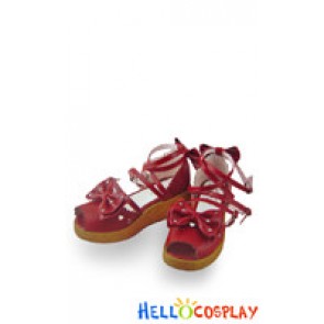 Red Bows Ruffle Straps Platform Princess Lolita Sandals