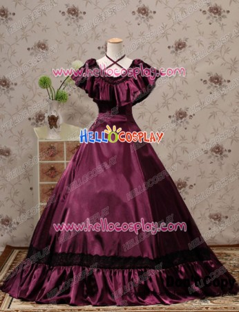 Southern Belle Edwardian Victorian Satin Gown Reenactment Lolita Dress Costume