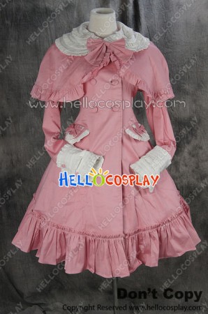 Gothic Lolita Cosplay Pink Jacket Dress Costume