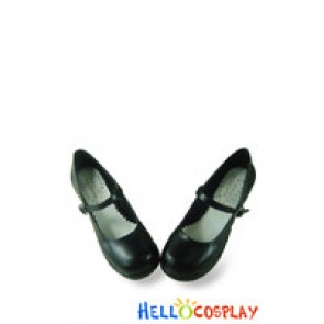 Matte Black Strap Chunky Princess Lolita Shoes