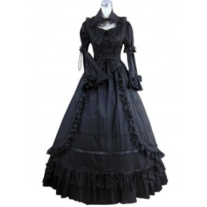 Renaissance Gothic Cotton Lolita Black Dress Ball Gown