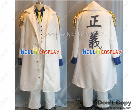 One Piece Cosplay Aokiji Kuzan Costume Admiral Sakazuki White Vest Coat