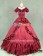 Victorian Southern Belle Ball Gown Reenactment Halloween Red Lolita Dress Costume