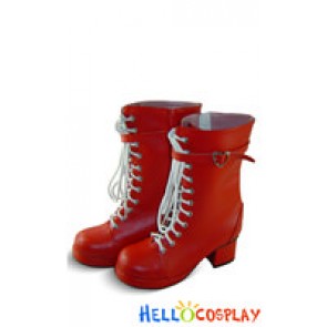 Matt Red White Shoelace Chunky Punk Lolita Boots