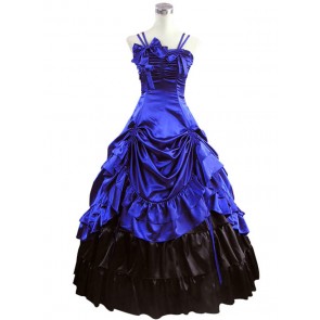 Southern Belle Satin Lolita Ball Gown Prom Blue Dress