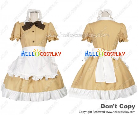 Cafe Cute Beige Bow Knot Cosplay Maid Dress Costume