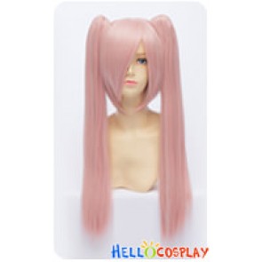 Wig Lolita Cosplay Straight Long Clip On Double Ponytails Water Pink