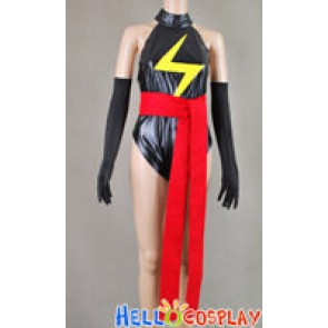 Ms Marvel Cosplay Black Leather Jumpsuit Dress Costume