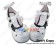 White Crisscross Bow Black Lace PU Leather Chunky Heel Shoes