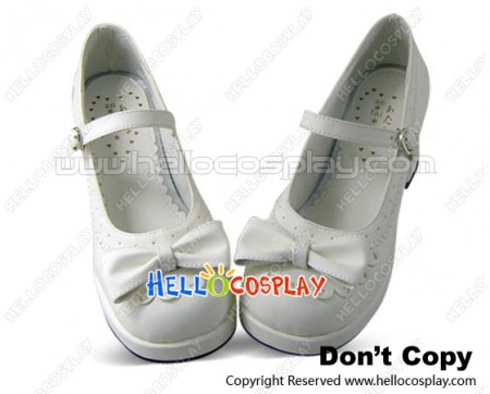 Matt White Heart Shaped Ruffle Chunky Princess Lolita Shoes