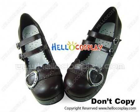 Matt Brown Two Straps Ruffle Platform Princess Lolita Shoes