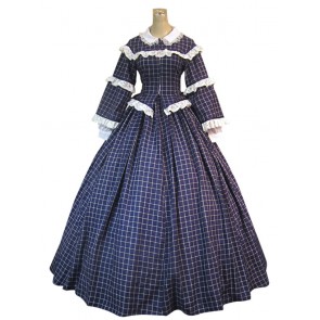 Civil War Victorian Gingham Ball Gown Day Dress