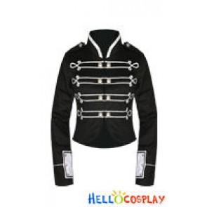 Black Silver My Chemical Romance Crop Military Jacket