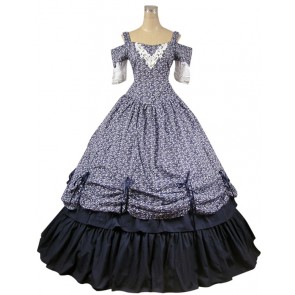 Southern Belle Civil War Ball Gown Prom Floral Cotton Dress