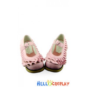 Pink Ruffle Buckles Strap Platform Punk Lolita Shoes