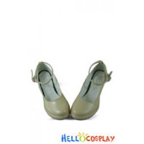 Beige Ankle Strap Chunky Princess Lolita Shoes