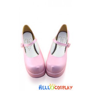 Pink Strap Round Buckle Chunky Princess Lolita Shoes