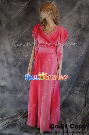 Party Cosplay Pink Red Chiffon Ball Gown Formal Dress Costume