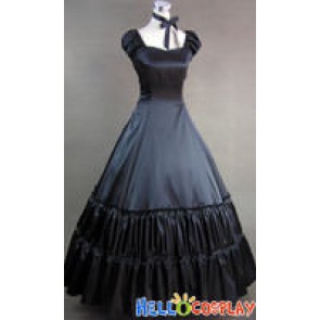 Civil War Gothic Lolita Satin Gown Black Dress Prom