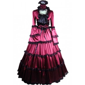 Victorian Lolita Southern Belle Satin Gothic Lolita Dress Red