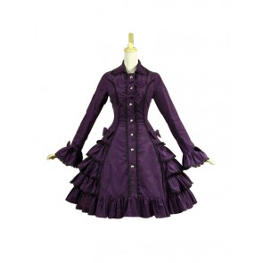 Victorian Lolita Reenactment Stage Steampunk Coat Gothic Lolita Dress Purple