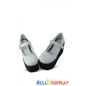 White Black Soles NaNa Strap Platform Punk Lolita Shoes