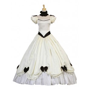 Victorian Southern Belle Princess Ball Gown Formal Reenactor White Lolita Dress Costume