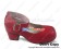 Matt Red Ankle Buckle Strap Chunky Princess Lolita Shoes