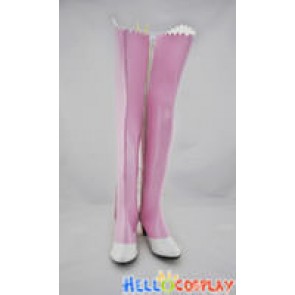 Puella Magi Madoka Magica Cosplay Shoes Madoka Pink Long Boots White Wing