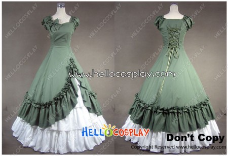 Southern Belle Cotton Evening Gown Green Lolita Dress