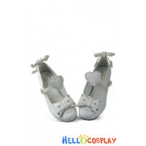 Classical White Instep Strap Chunky Heels Lolita Shoes