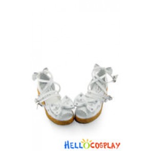 White Bows Ruffle Straps Platform Princess Lolita Sandals