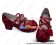 Wine Red Heart Shaped Bow Chunky Princess Lolita Shoes