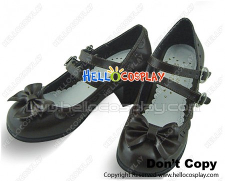 Brown Ruffle Instep Straps Chunky Princess Lolita Shoes