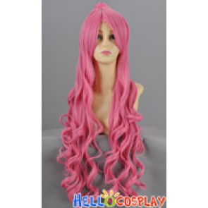 Hot Pink Curly Long Cosplay Wig with Clip-On Ponytail