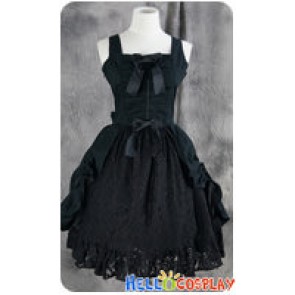 Gothic Lolita Cosplay Black Lace Dress Costume