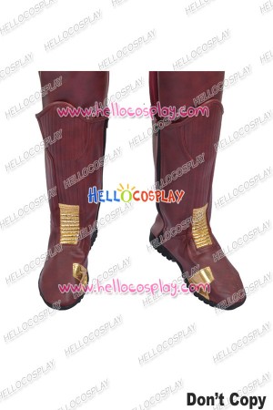 The Flash Shoes Barry Allen Cosplay Boots Red Leather